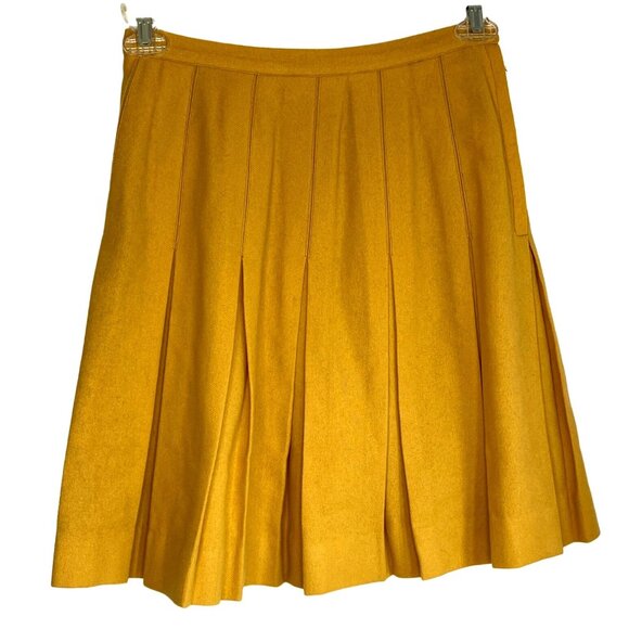 Vintage 50s Douglas Marc Wool Skirt Gold Pleated Skirt Size S - Picture 1 of 6